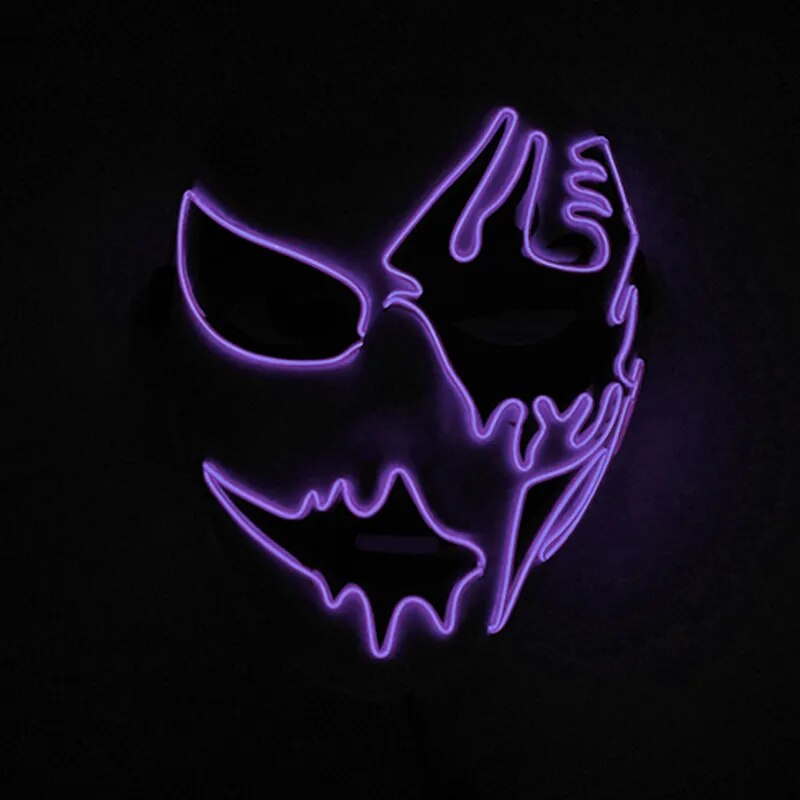 Neon Light LED Scary Mask Costume Glow Party