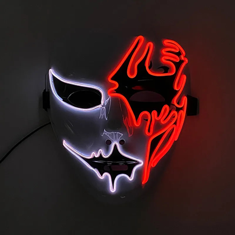 Neon Light LED Scary Mask Costume Glow Party