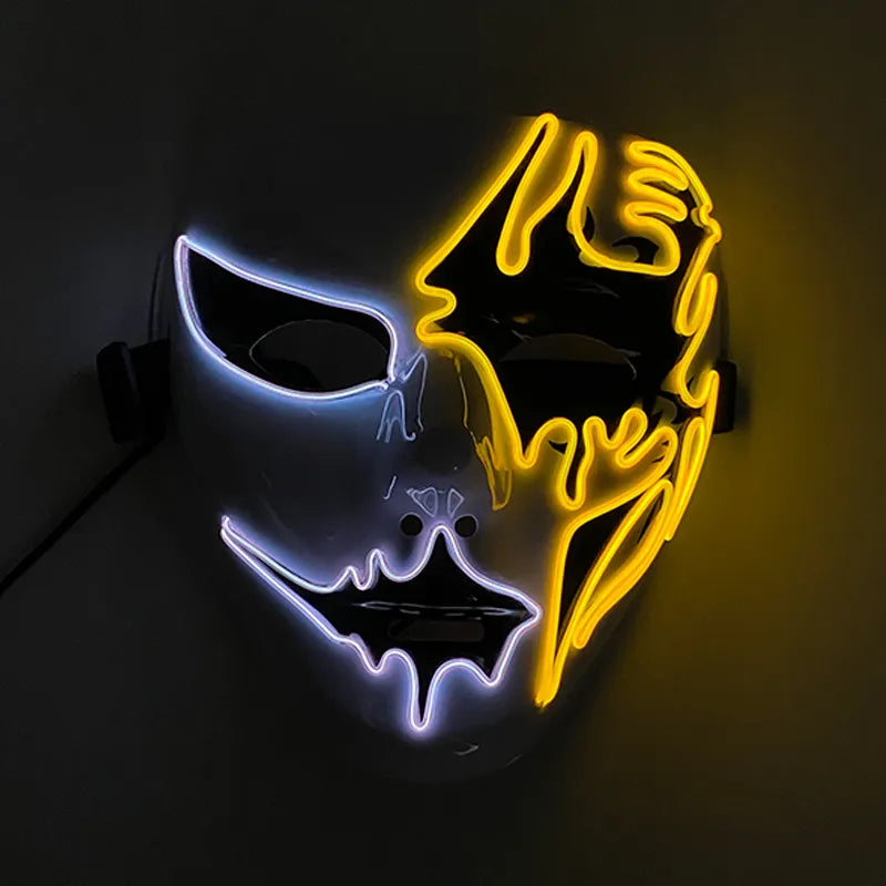 Neon Light LED Scary Mask Costume Glow Party