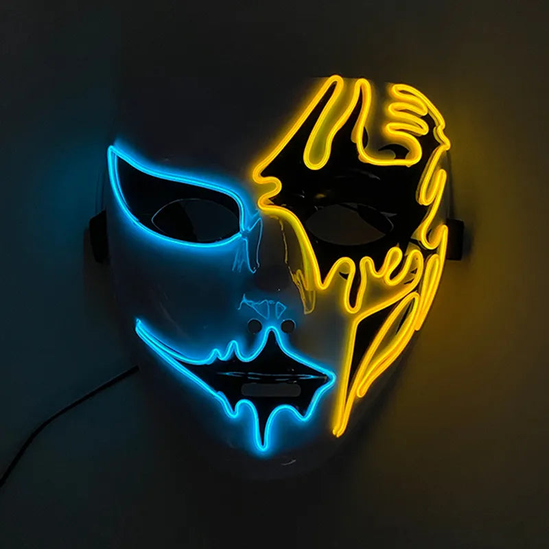 Neon Light LED Scary Mask Costume Glow Party