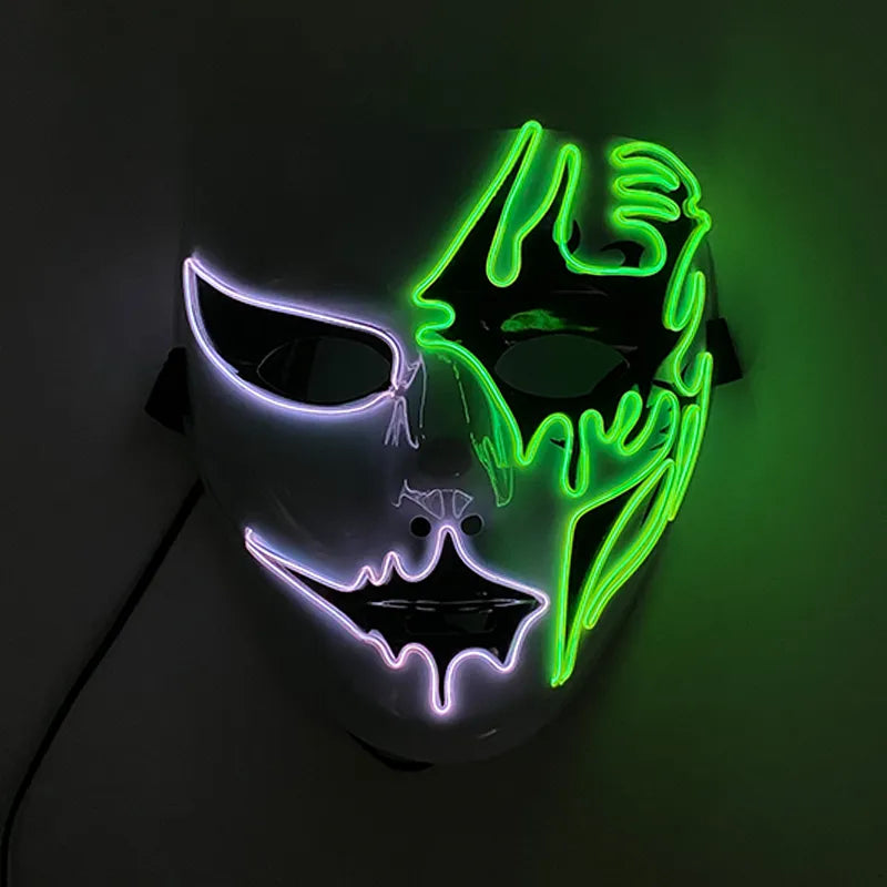 Neon Light LED Scary Mask Costume Glow Party