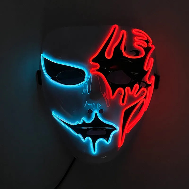 Neon Light LED Scary Mask Costume Glow Party