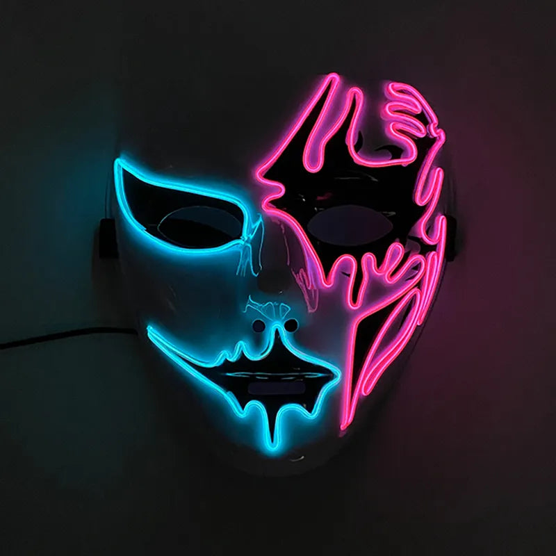 Neon Light LED Scary Mask Costume Glow Party