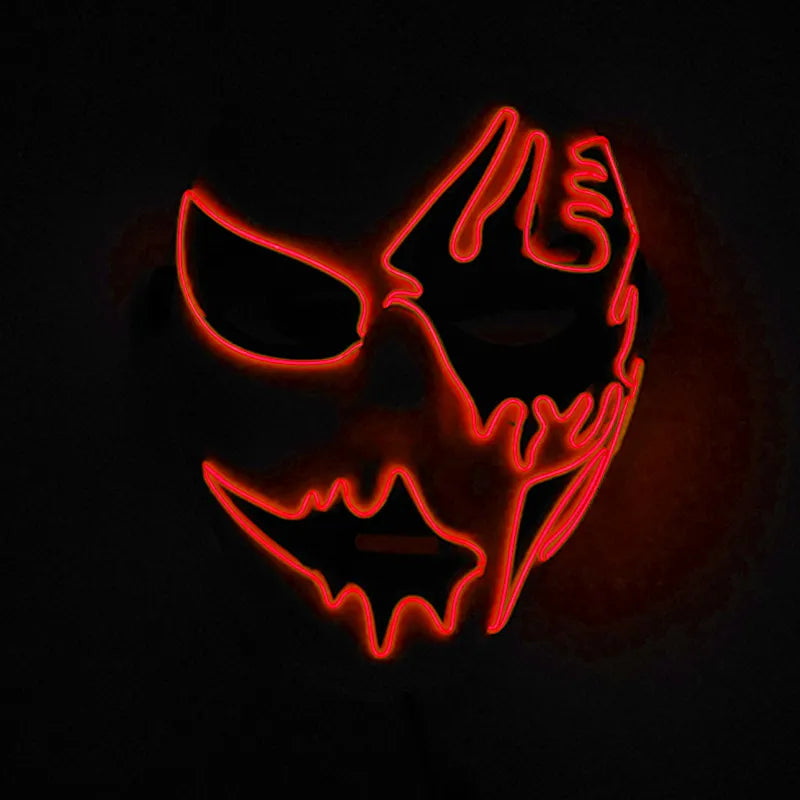 Neon Light LED Scary Mask Costume Glow Party