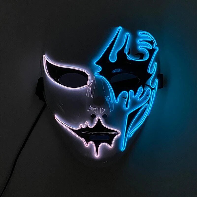 Neon Light LED Scary Mask Costume Glow Party