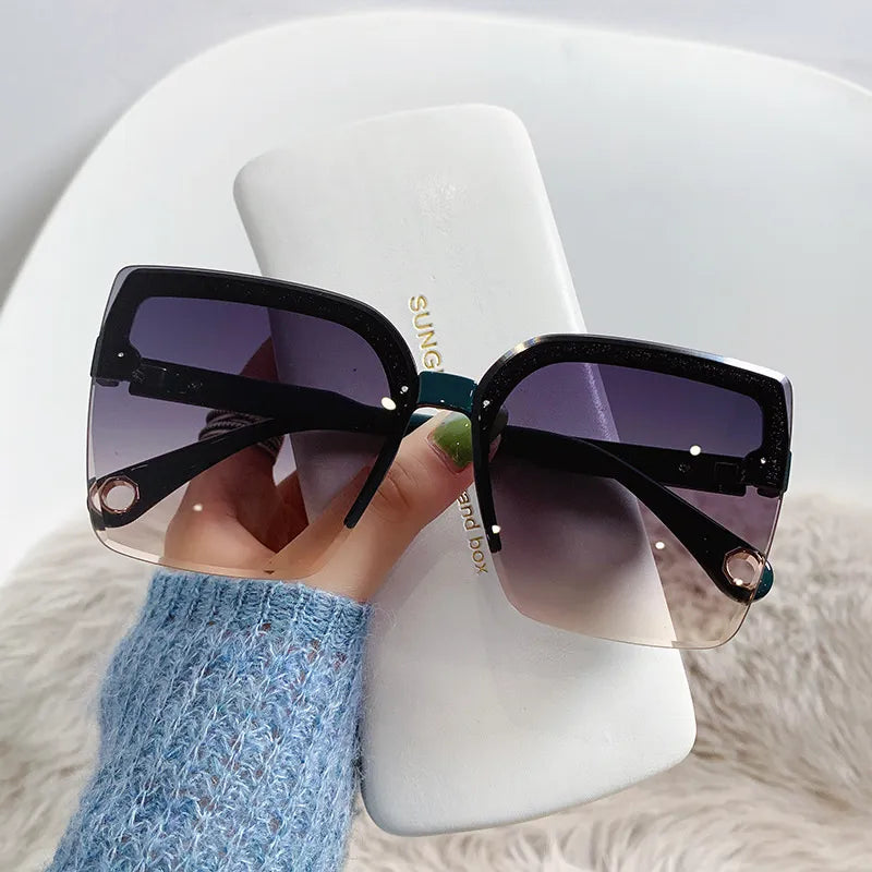 Oversized Rimless Vintage Fashion Sunglasses