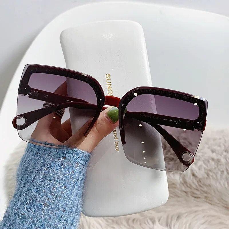 Oversized Rimless Vintage Fashion Sunglasses