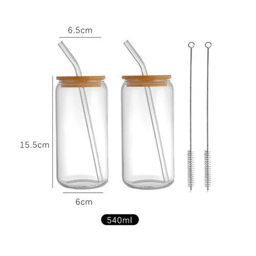 Creative Glass Cup with Straw and Lid