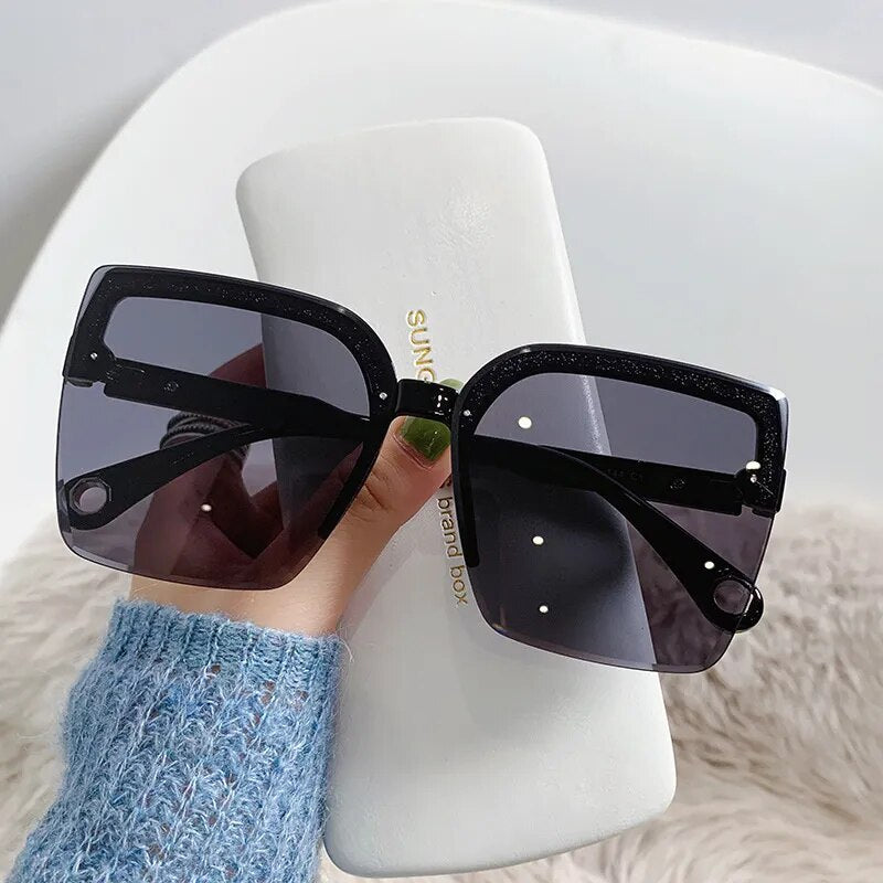 Oversized Rimless Vintage Fashion Sunglasses