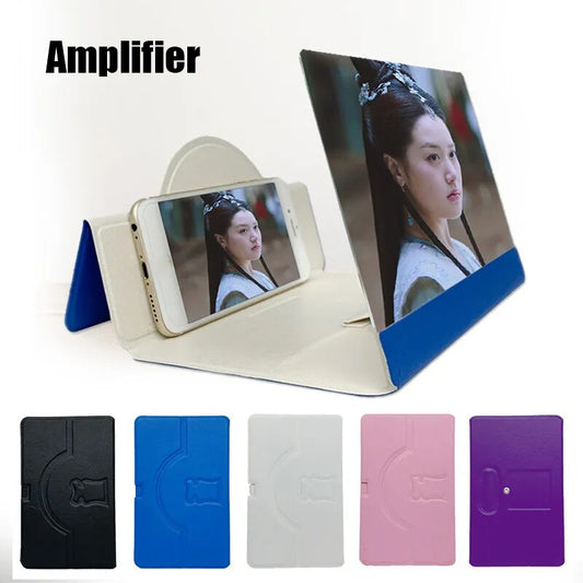 Magnifier Projector Screen Enlarger for Mobile Phones, Complete with Leather Folding Stand and eye protection