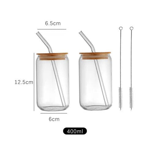 Creative Glass Cup with Straw and Lid