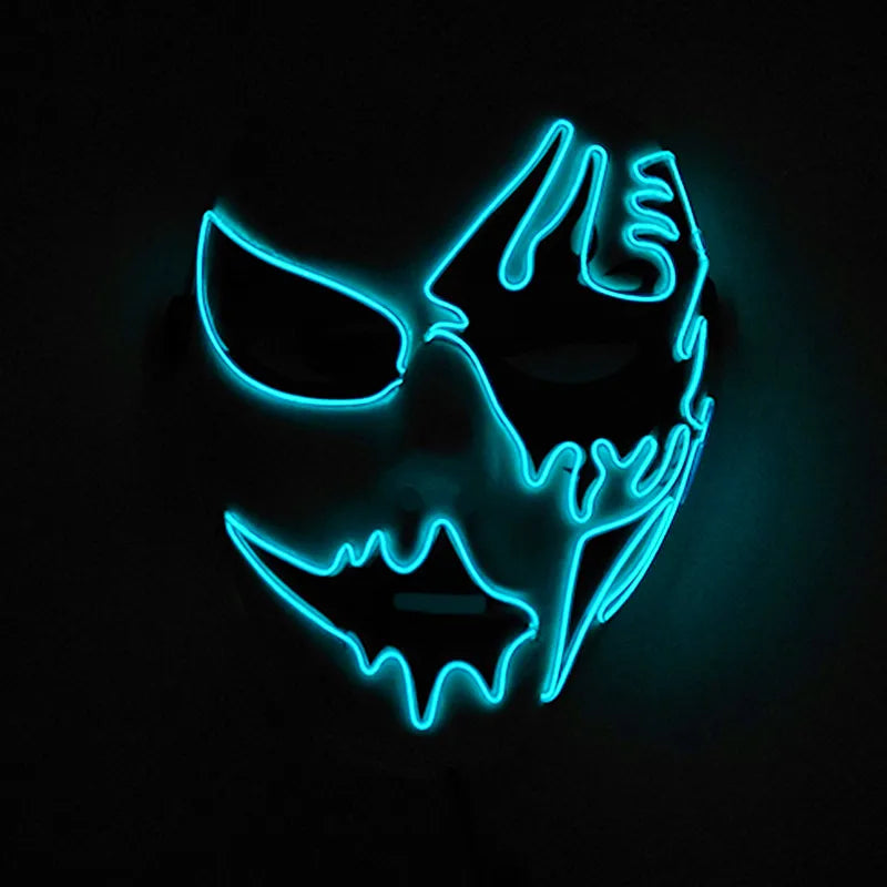 Neon Light LED Scary Mask Costume Glow Party