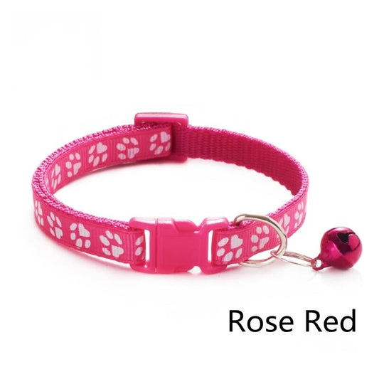 Colorful Adjustment Footprint Pet Collar with Bell