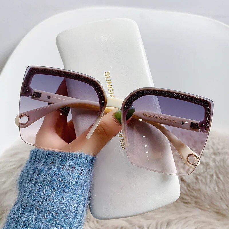 Oversized Rimless Vintage Fashion Sunglasses