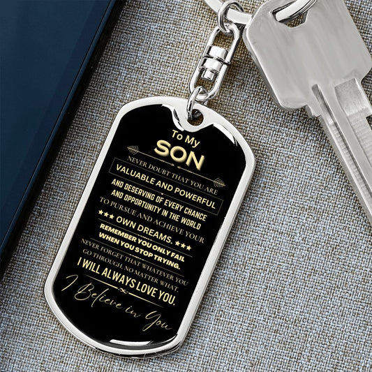 To My Son | Dog Tag Keychain