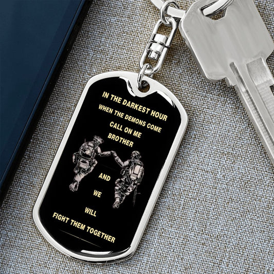 Call on Me Brother | Soldier Dog Tag Keychain