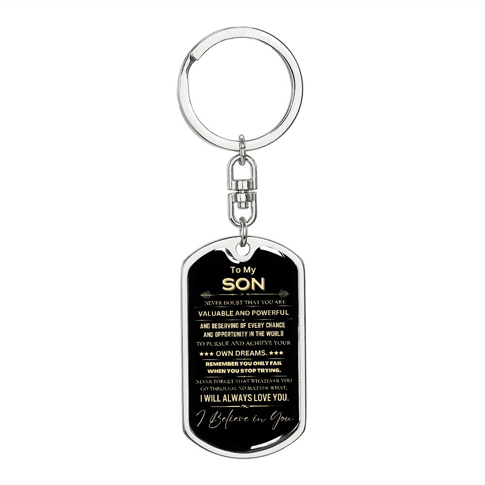 To My Son | Dog Tag Keychain