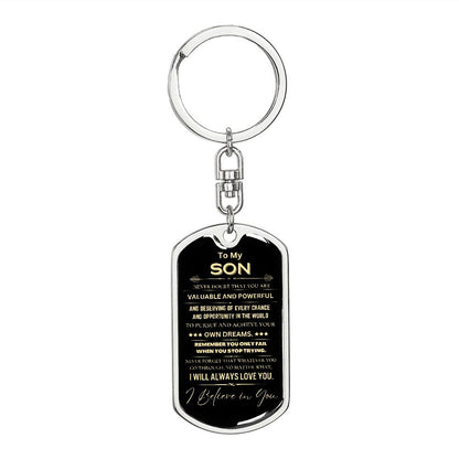 To My Son | Dog Tag Keychain