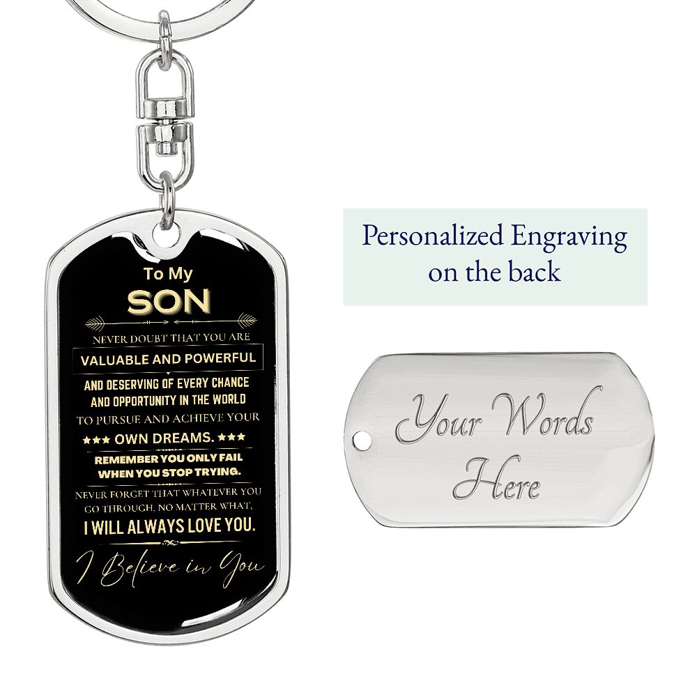 To My Son | Dog Tag Keychain