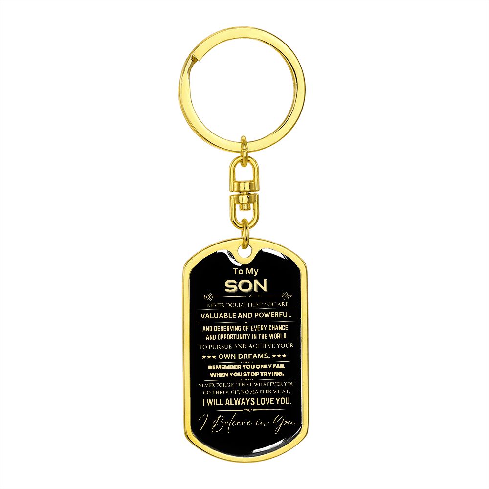 To My Son | Dog Tag Keychain