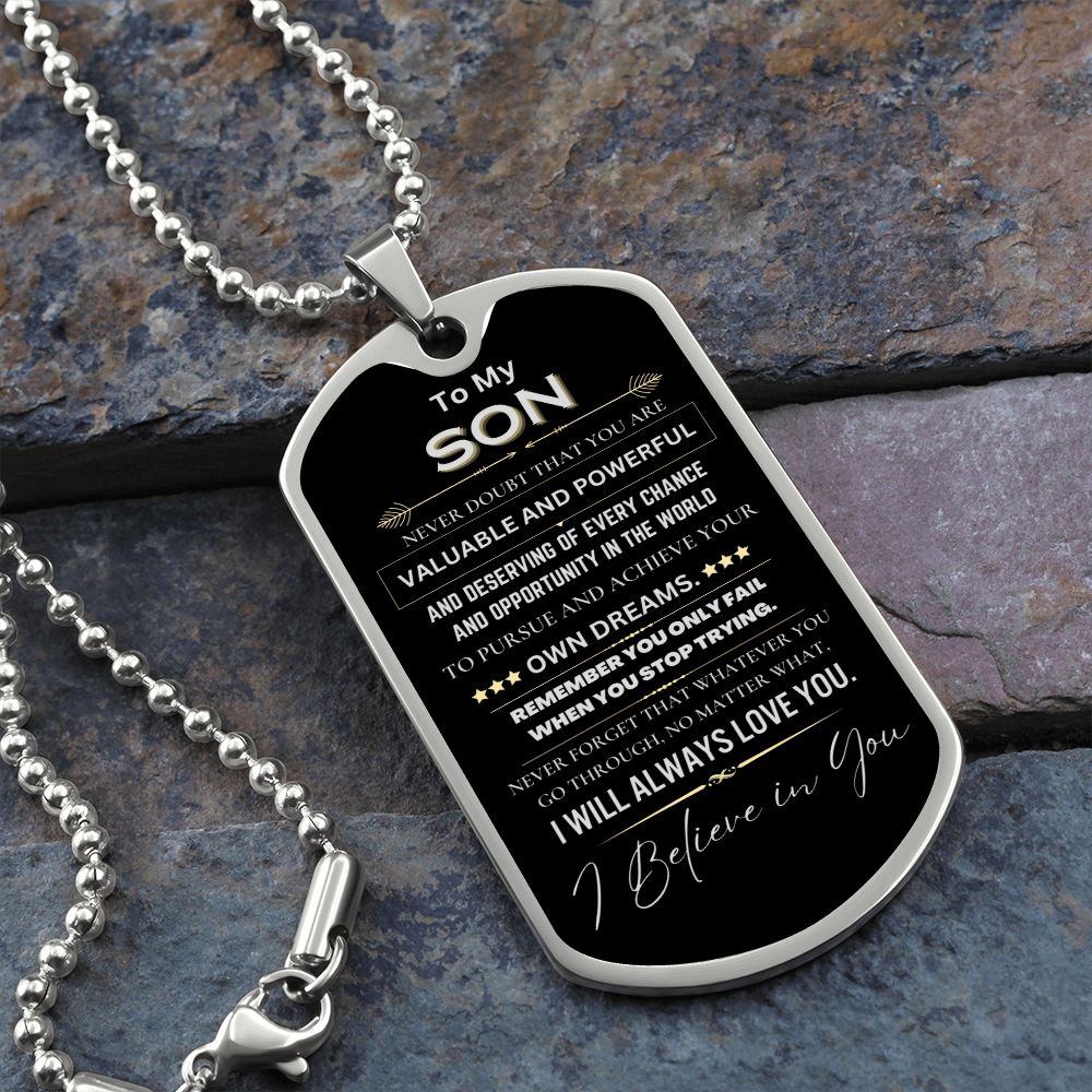 To My Son Dog Tag Necklace | Dog Tag Necklace 🎁💎