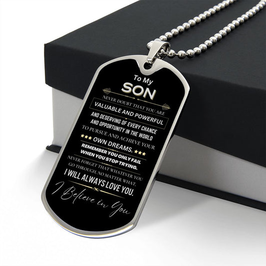 To My Son Dog Tag Necklace | Dog Tag Necklace 🎁💎